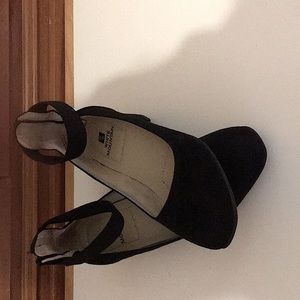 White mountain dress suede leather black shoes
